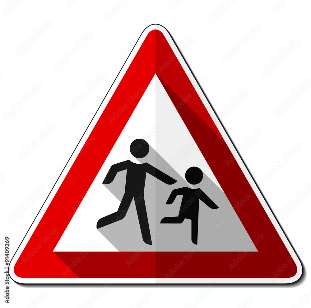 Gefahrzeichen flach – Kinder (Aufstellung links) Gefahrzeichen flach – Kinder (Aufstellung links)