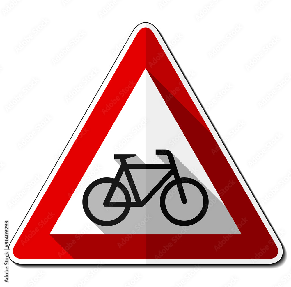 Gefahrzeichen flach – Radfahrer kreuzen (Aufstellung links) Gefahrzeichen flach – Radfahrer kreuzen (Aufstellung links)