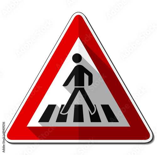 Gefahrzeichen flach – Fußgängerüberweg (Aufstellung rechts)