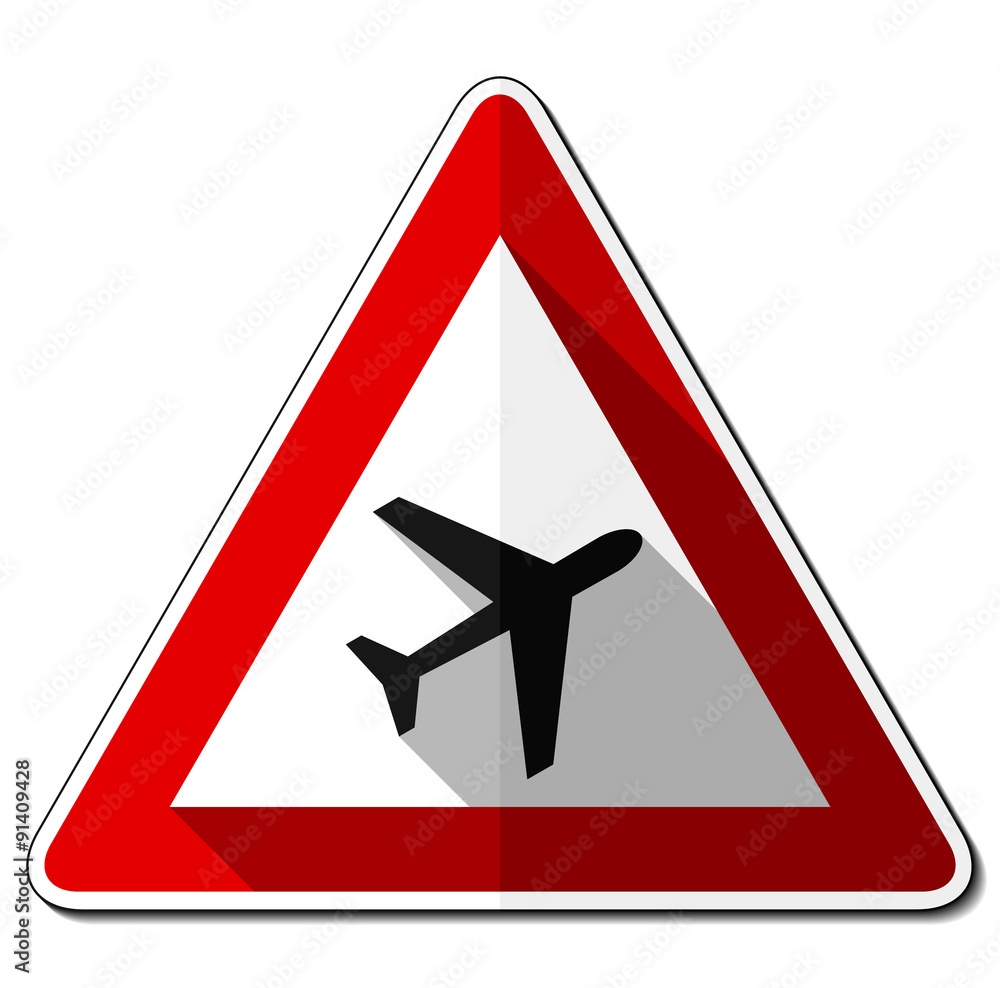 Gefahrzeichen flach – Flugbetrieb (Aufstellung links) Gefahrzeichen flach – Flugbetrieb (Aufstellung links)