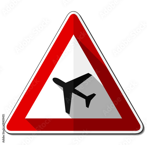 Gefahrzeichen flach – Flugbetrieb (Aufstellung rechts)