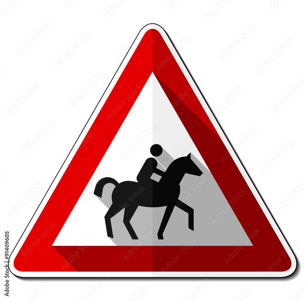 Gefahrzeichen flach – Reiter (Aufstellung links) Gefahrzeichen flach – Reiter (Aufstellung links)
