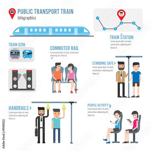 Public transport train infographics