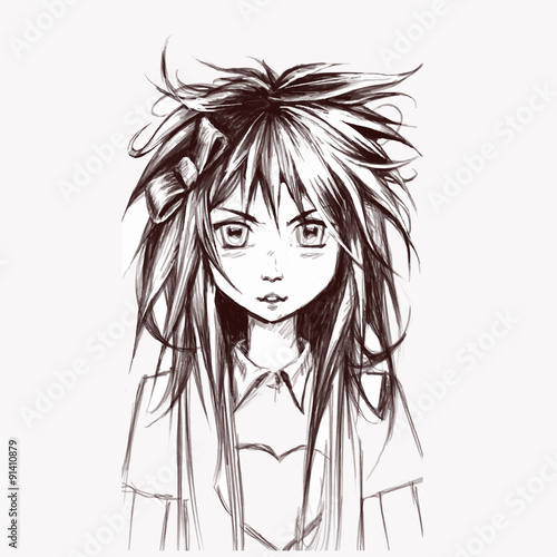 Japanese Manga style girl vector