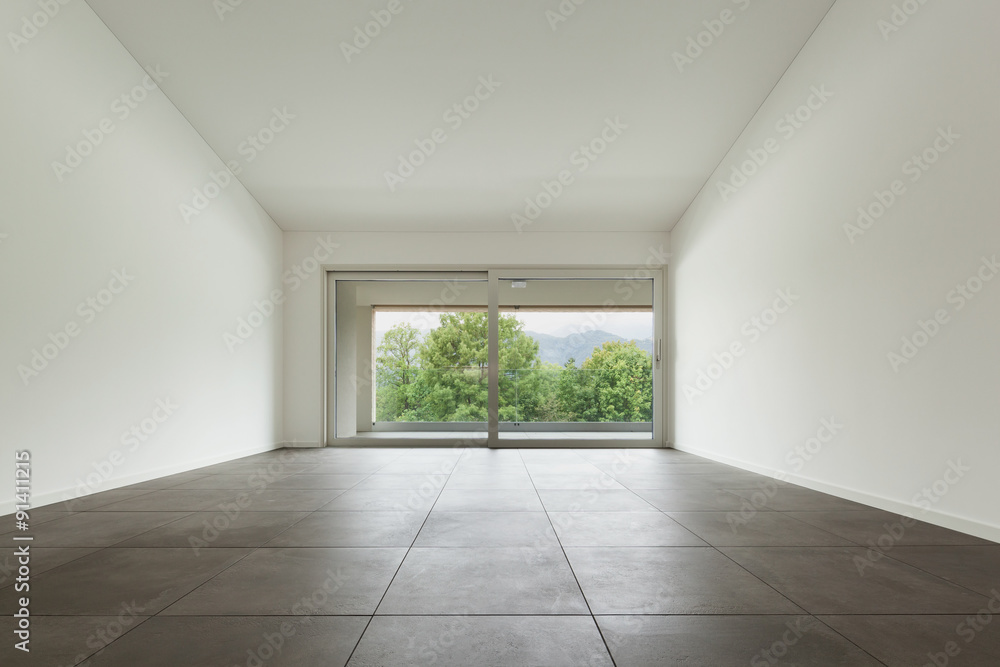 Interior, empty room with window Interior, empty room with window