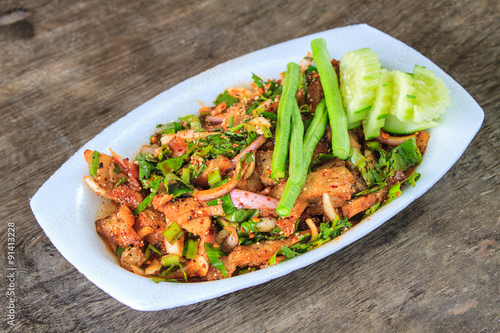Thai cuisine spicy pork salad Thai cuisine spicy pork salad