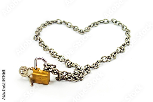 your love is safe hart with chain and padlock