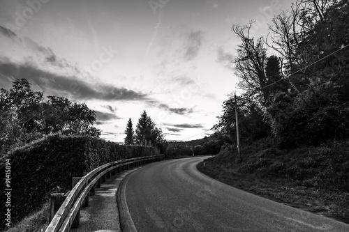 mountain road black and white