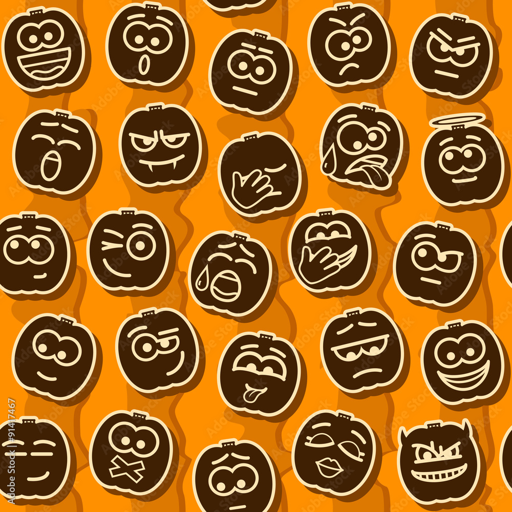 Vector Seamless Pattern Halloween Pumpkins Smileys Vector Seamless Pattern Halloween Pumpkins Smileys