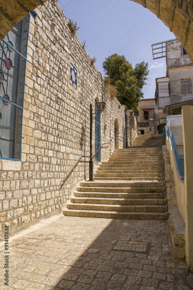 Ancient town Sefad street Scene.Israel