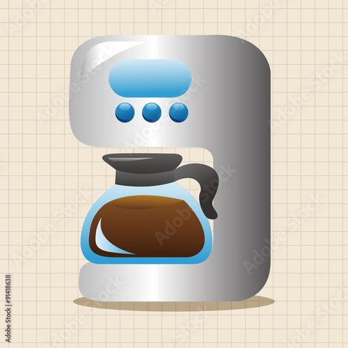 Home appliances theme coffee machine elements