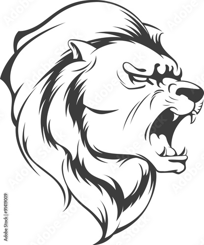 Fototapeta Naklejka Na Ścianę i Meble -  Lion Roaring Vector Silhouette