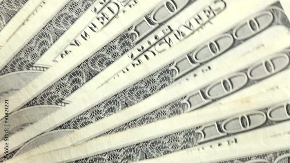 Counting American Money - 100 cash - different angles Counting American Money - 100 cash - different angles