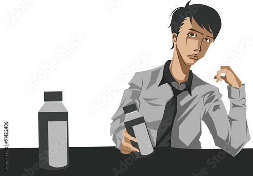コーヒーを飲む男性