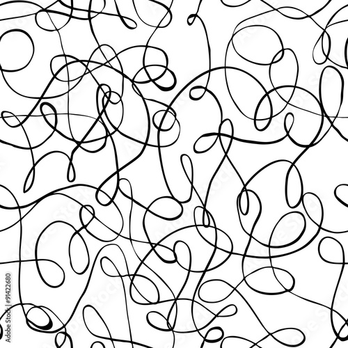 Vector black and white inky hand drawn free style curved backgro