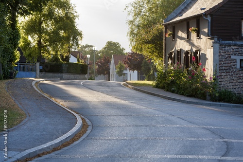 Asphalt village street.