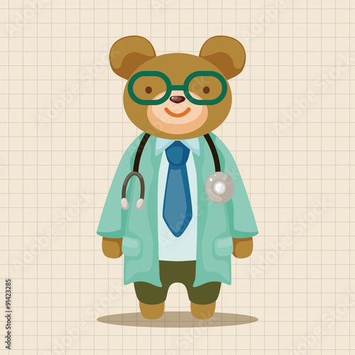 animal bear doctor cartoon theme elements