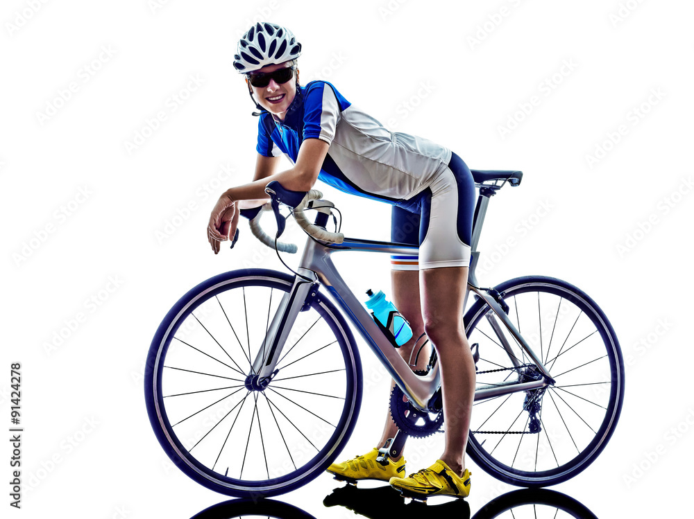 Fototapeta premium woman triathlon athlete cyclist cycling