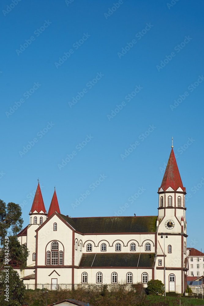 Fototapeta premium Historic Catholic Church of the Sacred Heart of Jesus in Puerto Varas, Chile. Built circa 1915.