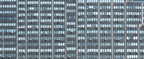 Modern office building with many air-conditioners