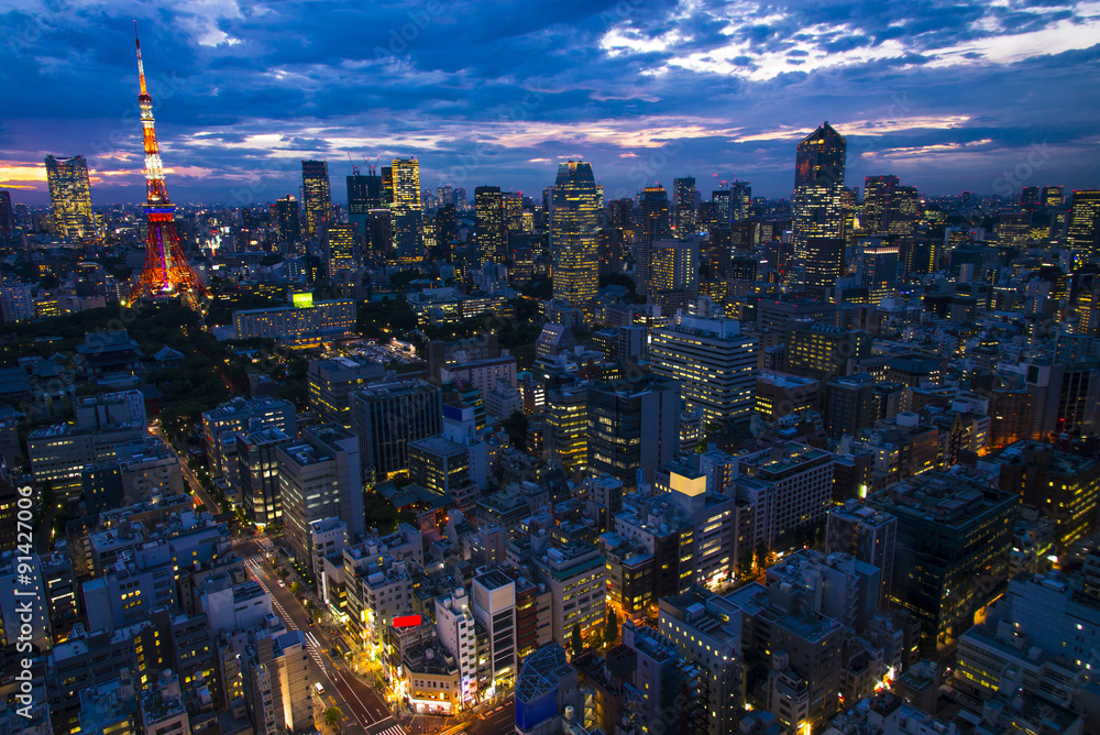 Fototapeta premium Cityscape of Tokyo City, Japan - Tokyo is the world's most popul