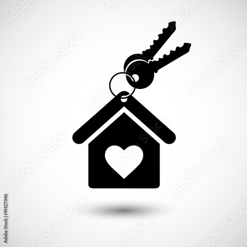 House key black icon for web real estate template. Vector