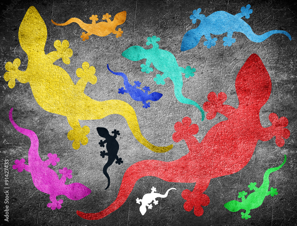 Naklejka premium colored geko high quality digital illustration