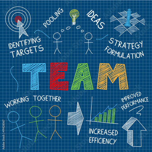 TEAM Vector Sketch Notes on blue background