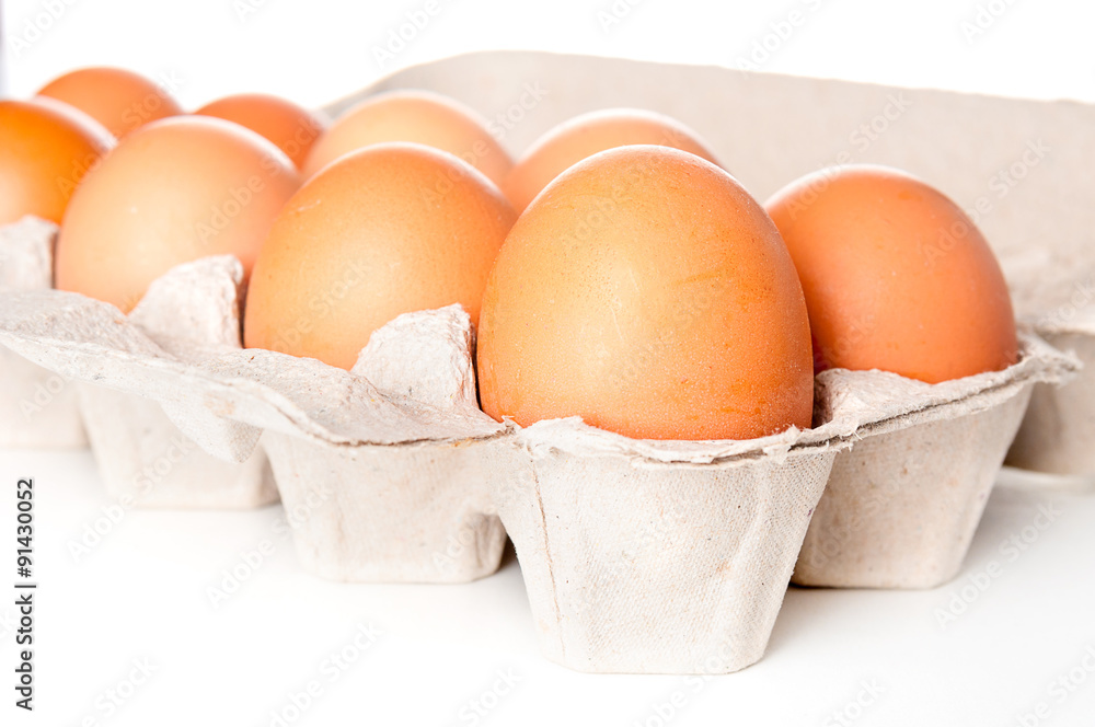 Eggs in carton container closeup Eggs in carton container closeup