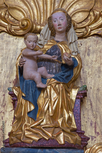 Neuberg and der Murz - polychrome statue of Madonna - 1750