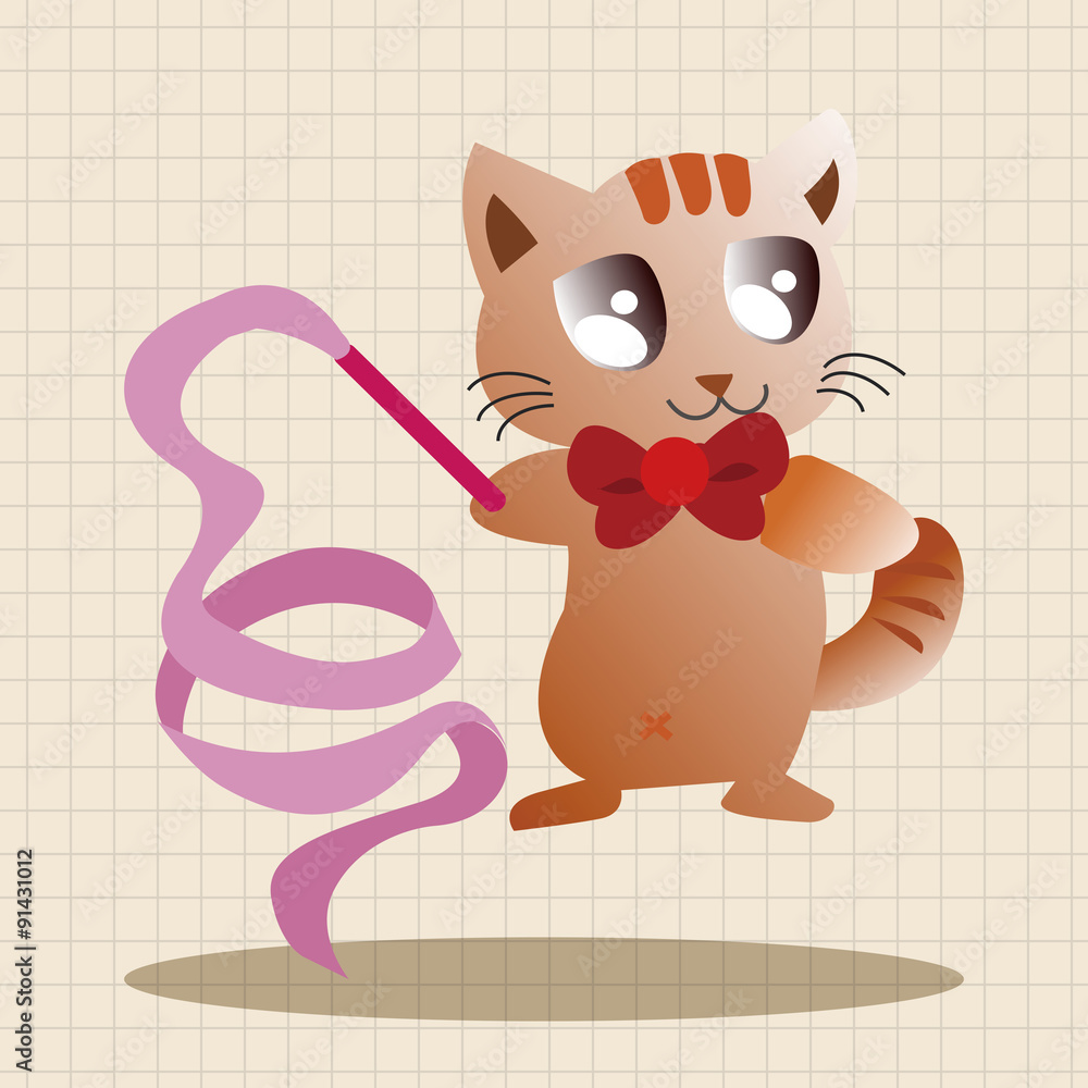 Fototapeta premium Animal cat doing sports cartoon theme elements
