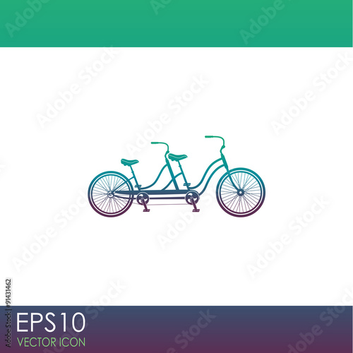 Retro tandem bicycle vector icon.