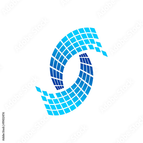 Initial S Letter Digital - Dynamic Blue Mosaic Swirl Logo for Innovation and Connectivity Branding