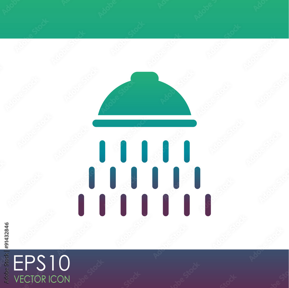 Shower vector icon with water drops symbol. Shower vector icon with water drops symbol.
