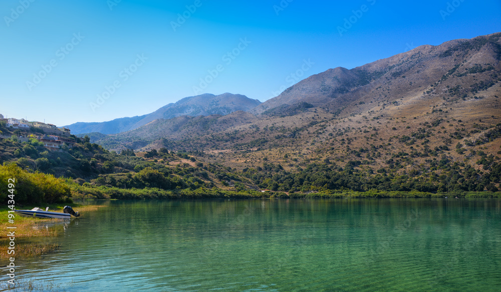Kournas Lake is the only freshwater lake in Crete. Greece.