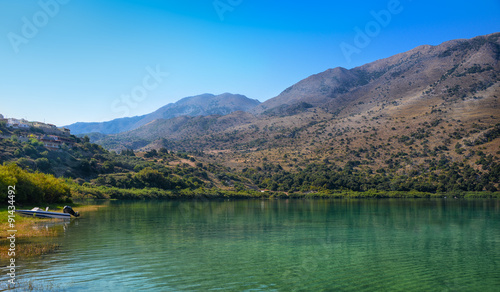 Kournas Lake is the only freshwater lake in Crete. Greece.