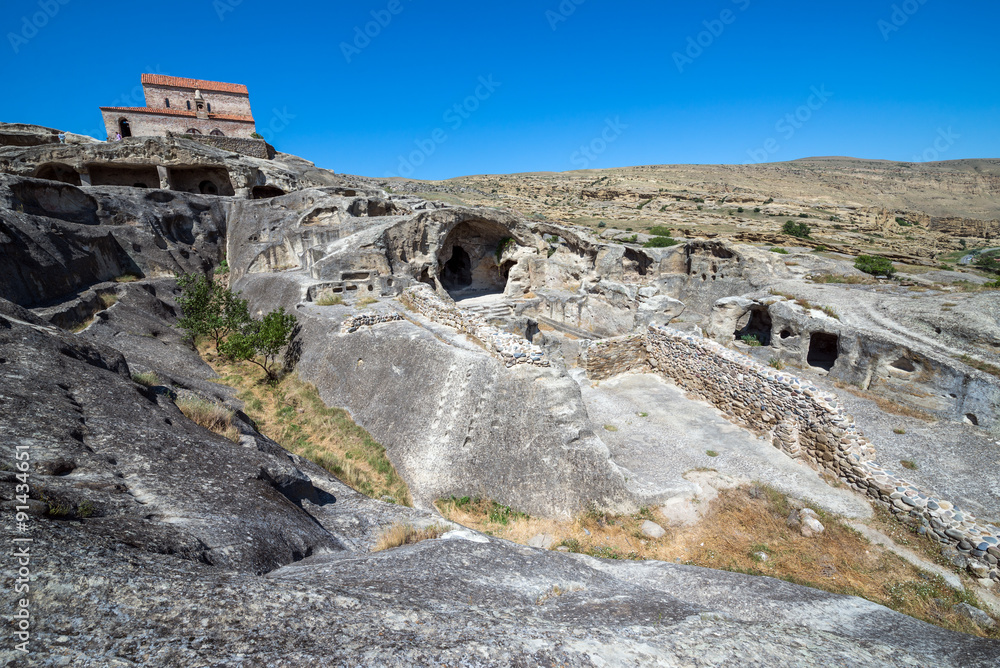 Christian Basilica in ancient rock-hewn town called Uplistsikhe in Georgia