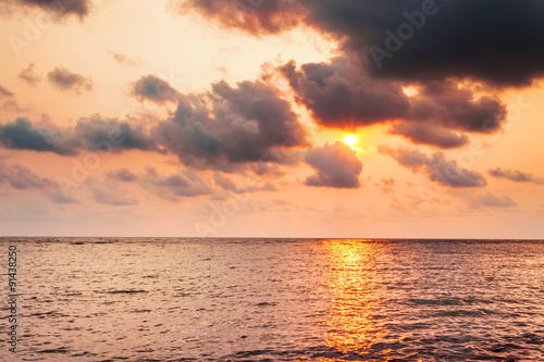 Sunset sky, sea landscape