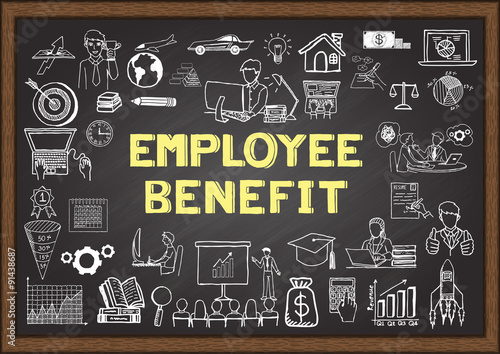Doodle about employee benefit on chalkboard