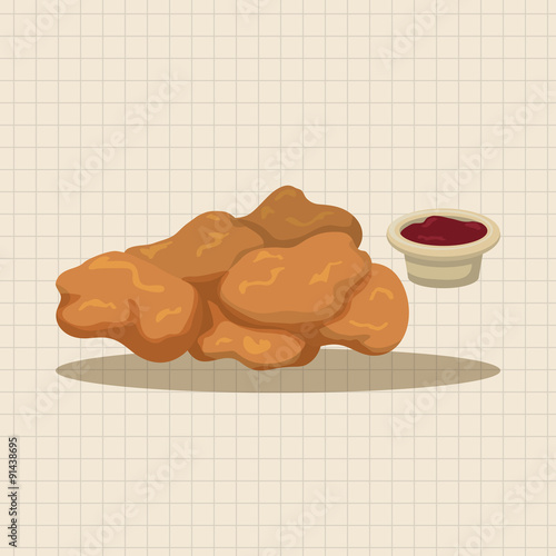 Fried foods theme chicken nuggets elements