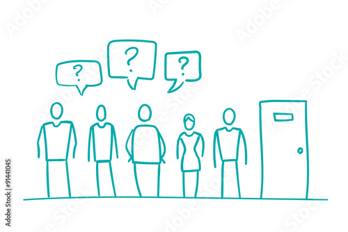 People standing and waiting in line. Humans are queued