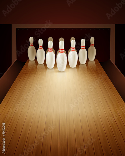 Bowling Game Realistic Illustration 