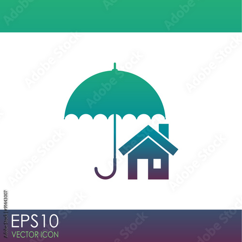 House with umbrella vector icon. Real estate symbol.
