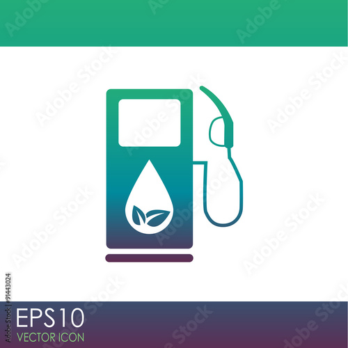Gas station icon with leaves vector icon. Eco fuel symbol.