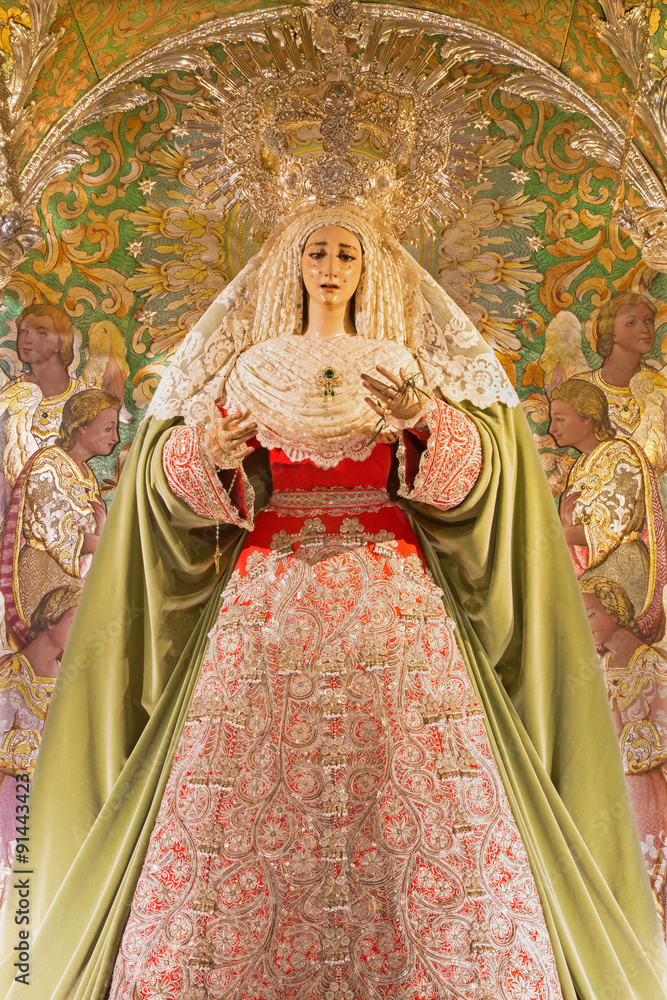 Cordoba -  The traditional statue of Virgin Mary  in Capuchins church