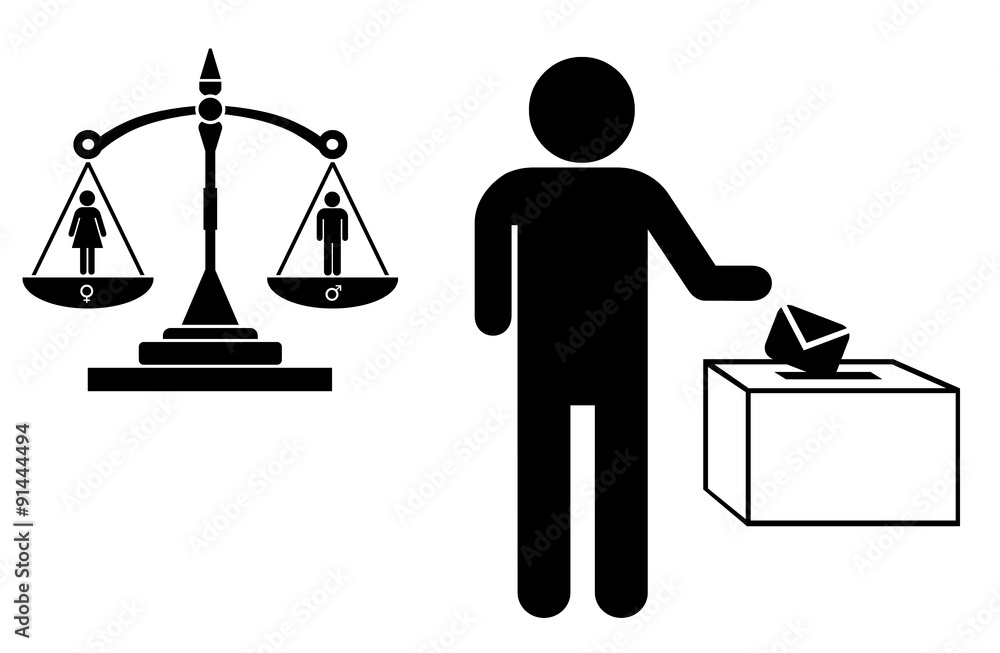 Φωτογραφία Voter et une balance égalité homme et femme