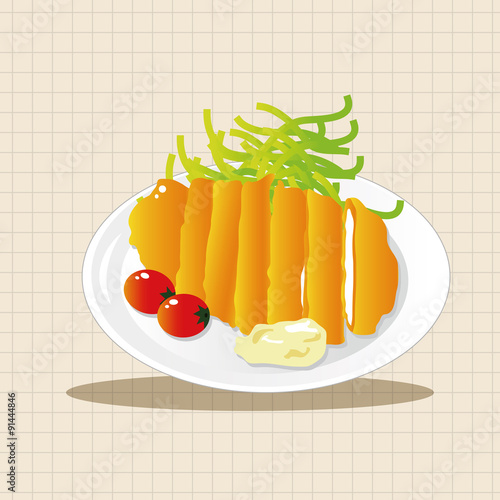 japanese food theme Pork cutlet elements vector,eps