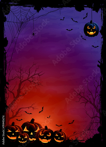 Halloween pumpkins and bats