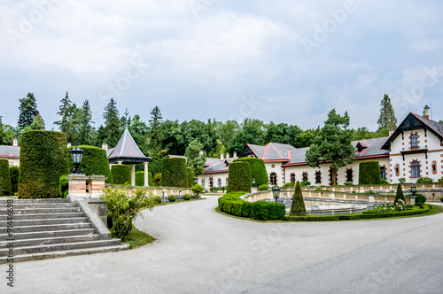 Courtyard of the Hermesvilla in Vienna, Austria. Hermesvilla is a palace in the Lainzer Tiergarten, Vienna, a former hunting area for the Habsburg nobility.