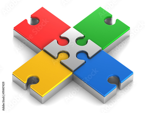 Photos crossroad puzzle on a white background